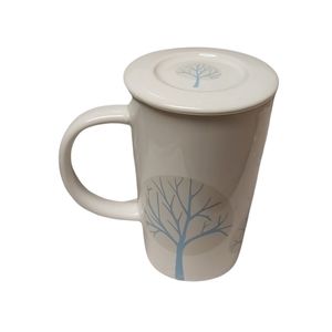 David’s Tea White Coffee Mug with Blue Winter Trees